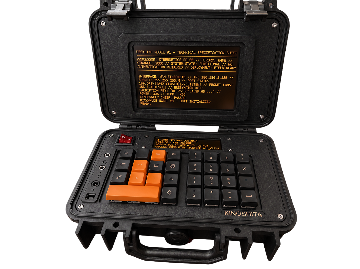 KN-86 Deckline with the CIPHER-LINE auxiliary display active above the keyboard