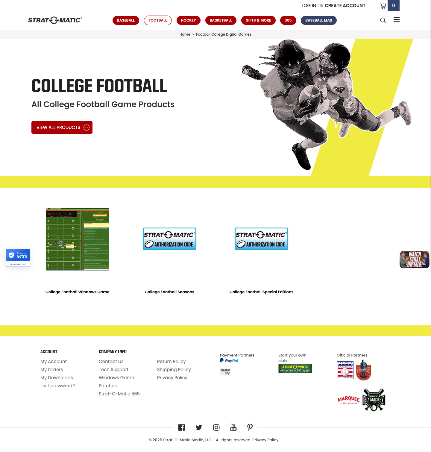 Strat-O-Matic College Football product page (full)