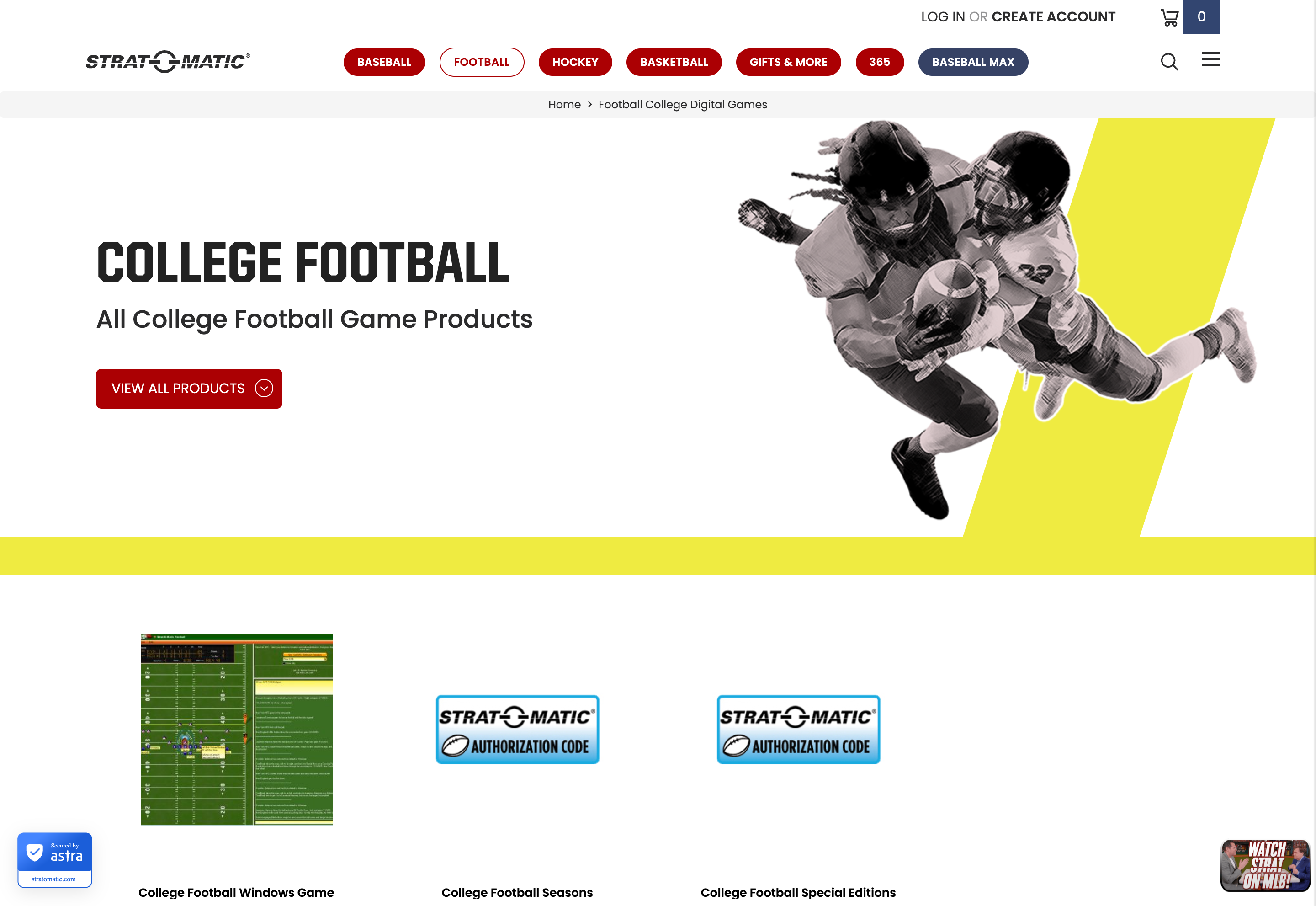 Strat-O-Matic College Football product page (viewport)
