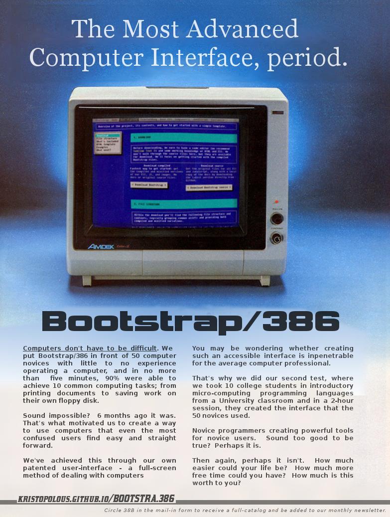 BOOTSTRA.386 — full-screen ANSI-art boot animation hero shot